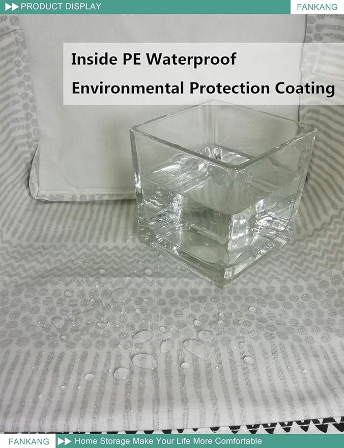 FANKANG Square Nursery Hamper Storage Bins Canvas Laundry Basket Foldable with Waterproof PE Coating Storage Baskets Gift Baskets for Children, Office, Bedroom, Clothes（Square-Black Lines ）