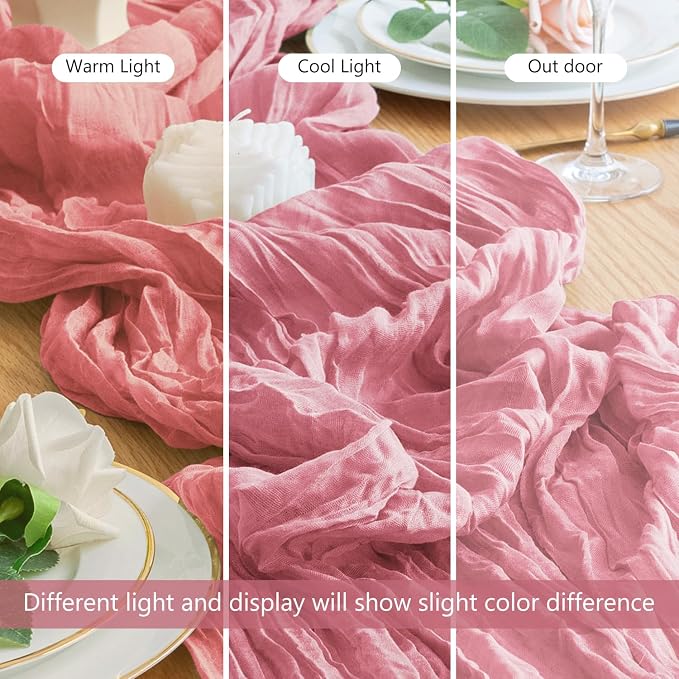 Cheesecloth Table Runner Dusty Rose 10FT Boho Gauze, 12 Pack | 120 Inch Cheese - Image 8