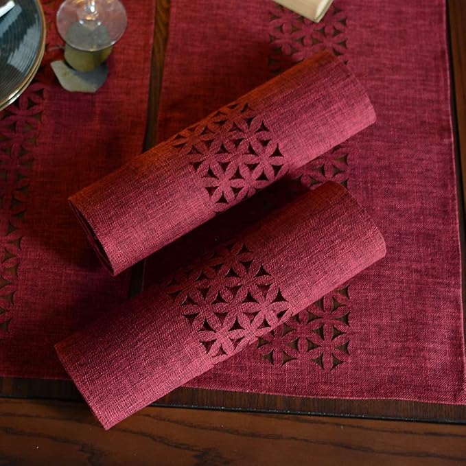ARTABLE Burgundy Rectangle Fabric Table Runner Finished Edge 16 x 48 Inch | - Image 2