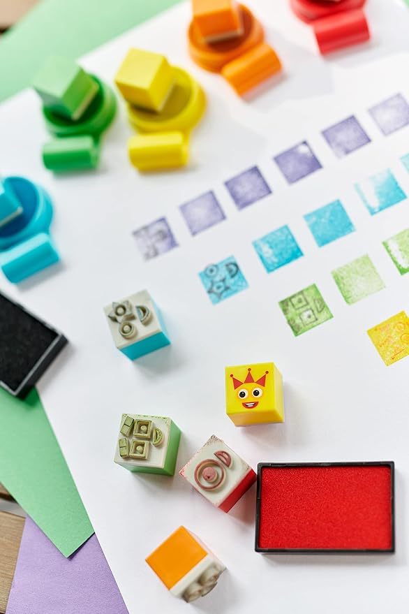 hand2mind Numberblocks Stampoline Park Stamp Activity Set, 20 Stamps, 12 Washable Ink Pads, Number Toys, Kids Arts & Crafts, Preschool Math Toys, Toddler Learning Activities, Birthday Gifts for Kids