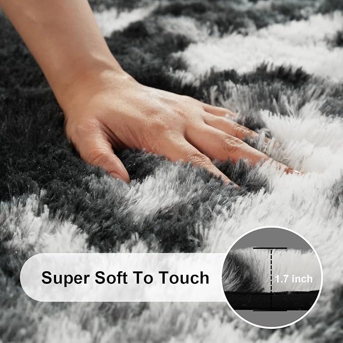 Black and White Rugs for Bedroom, 4x6 Fluffy Area Rugs for Living Room - Image 2