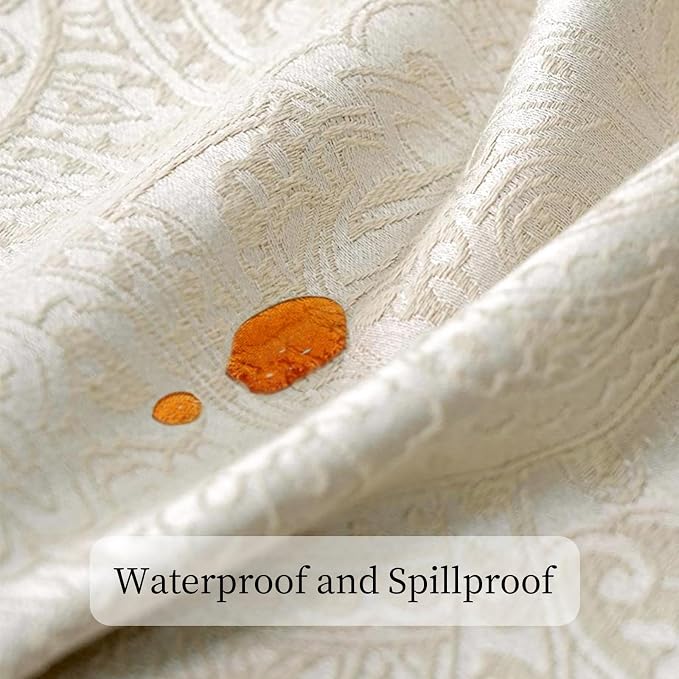 Waterproof Jacquard Cream Table Runner, 12x72Inches, Milky White | Thick Table - Image 5