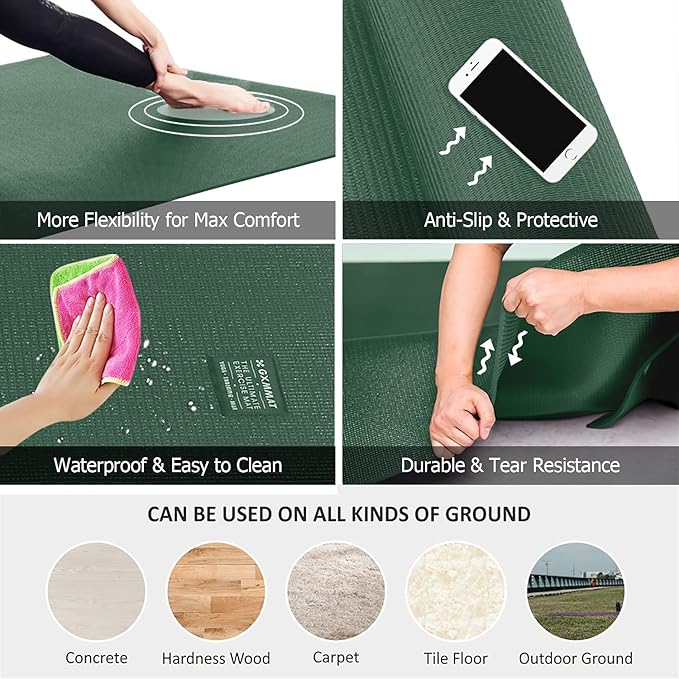 GXMMAT Large Yoga Mat 6'x4'/6'x6'/7'x5', Extra Thick Workout Mats - Image 3