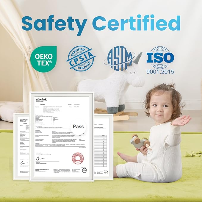 1.3" Thick Baby Play Mat for Floor, 28x72 Foam Tummy Time Mat, Padded Support Soft Plush Bedside Rugs for Infant Kids Toddler Crawling Kick Activity (Light Green)