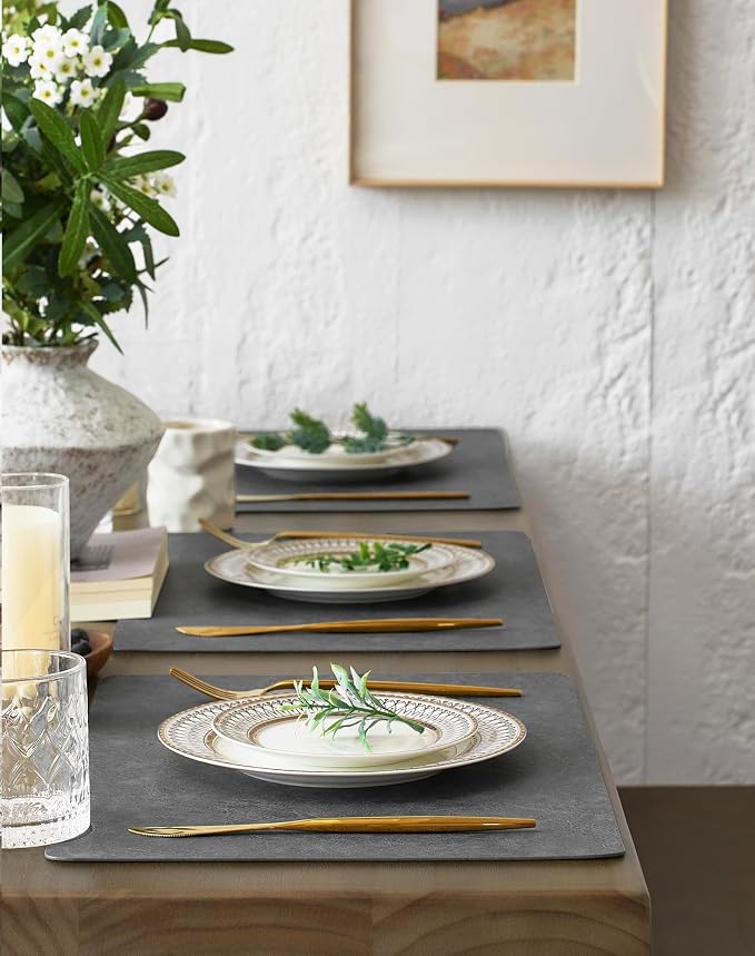 Leetaltree Reversible Faux Leather Placemats Set of 2, 12x17 Inch – - Image 3