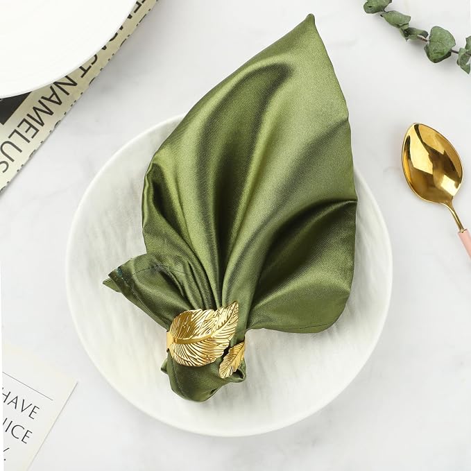 Napkin Rings Set of 12, Shiny Gold Napkin Rings, Easy Care, Solid Metal Laurel - Image 7