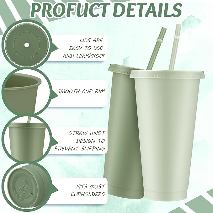 Skylety 36 Pcs Sage Green Plastic Cups - Image 3