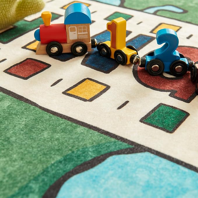 JINCHAN 4ft Round Rug Washable Fun Rug You Are Worthy Playroom Mat Non Slip - Image 5