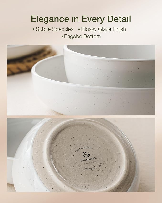 Famiware Milkyway 24-Piece Stoneware Dinnerware Set, Dishes Set - Image 5