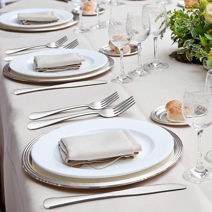 60-Piece Silverware Flatware Set, E-far Stainless Steel Dinner Cutlery Utensil - Image 6