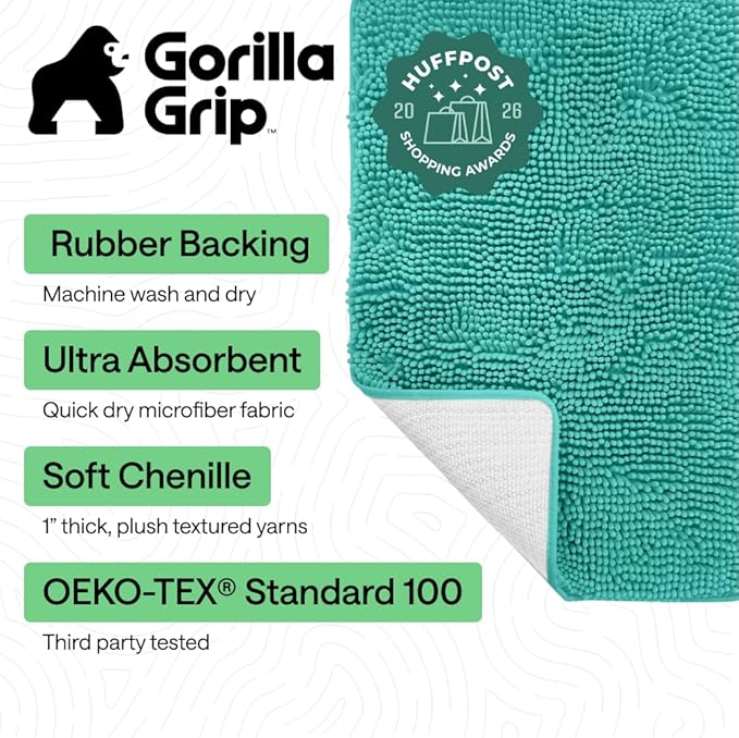 GORILLA GRIP Bath Rug Mat 36x24, Soft Absorbent Chenille, Quick Dry Microfiber - Image 2