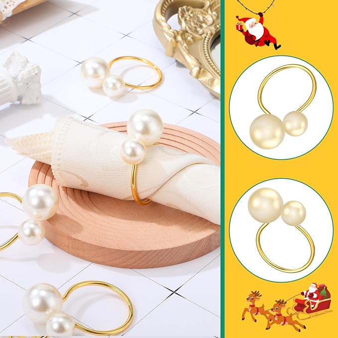Sliner 100 Pcs Pearl Napkin Rings - Image 5