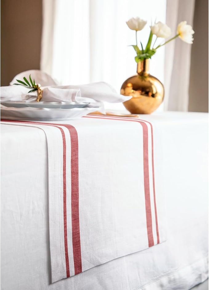 Solino Home 100% Pure Linen Table Runner, 14 x 144 in, console and side tables; - Image 2
