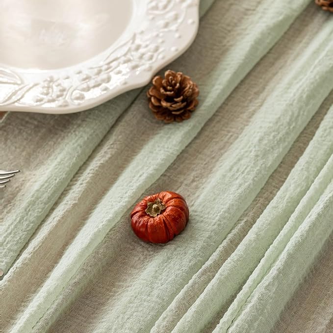 10Pcs Sage Green Cheesecloth Table Runner 120 Inches - Image 3
