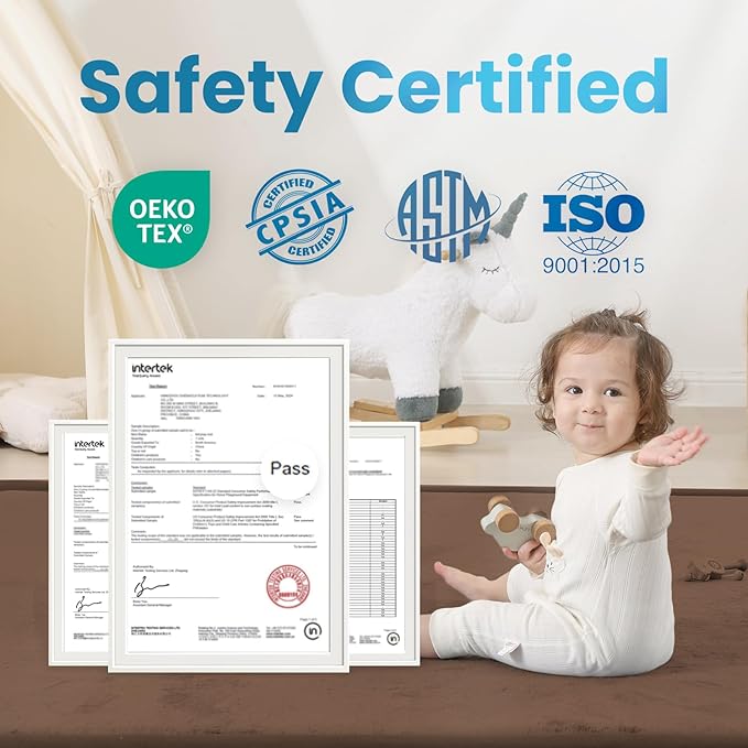 1.3" Thick Foam Baby Play Mat Extra Large 79x158, Basic Padded Plush Tummy Time Crawling Mat, Non-Slip Support Area Rug for Playroom Nursey Living Room (Chocolate Brown)