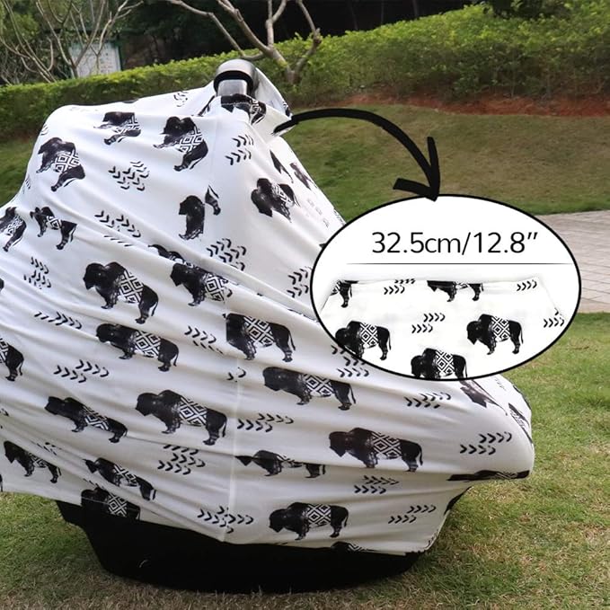 Buffalo Car seat Canopy for Babies, Car Seat Cover for Boys Girls, CarSeat Canopies for Newborn, Multiuse - Nursing Breastfeeding Covers, Shopping Cart/High Chair/Stroller Covers, Soft Breathable
