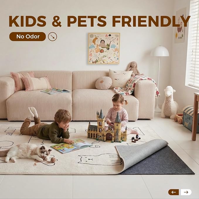 Rug Pad 2 x 10 Ft Non-Slip, Felt and Natural Rubber Backing, 1/4" Thick - Image 3