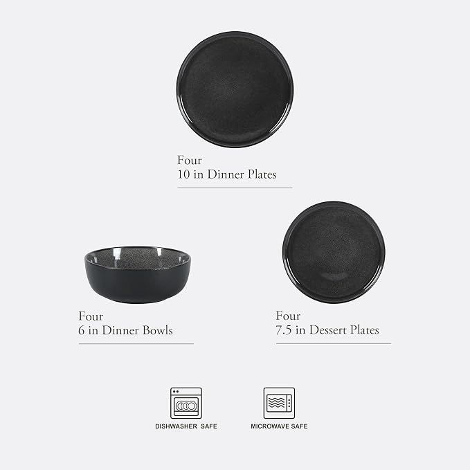 Gibson Elite Tahoe Sunset 12 Piece Stoneware Reactive Glaze Ceramic Plates and - Image 2