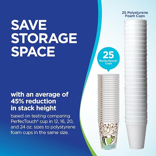 Dixie PerfecTouch 16 oz Paper Coffee Cups By GP PRO, Coffee Haze Design - Image 6