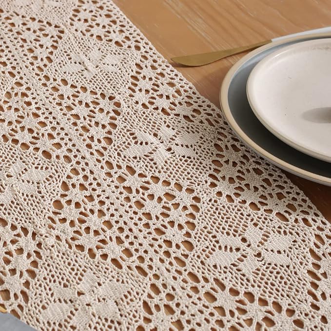 meioro Crochet Lace Table Runner, 12x36 Inch Boho Cotton Table Runners - Image 5