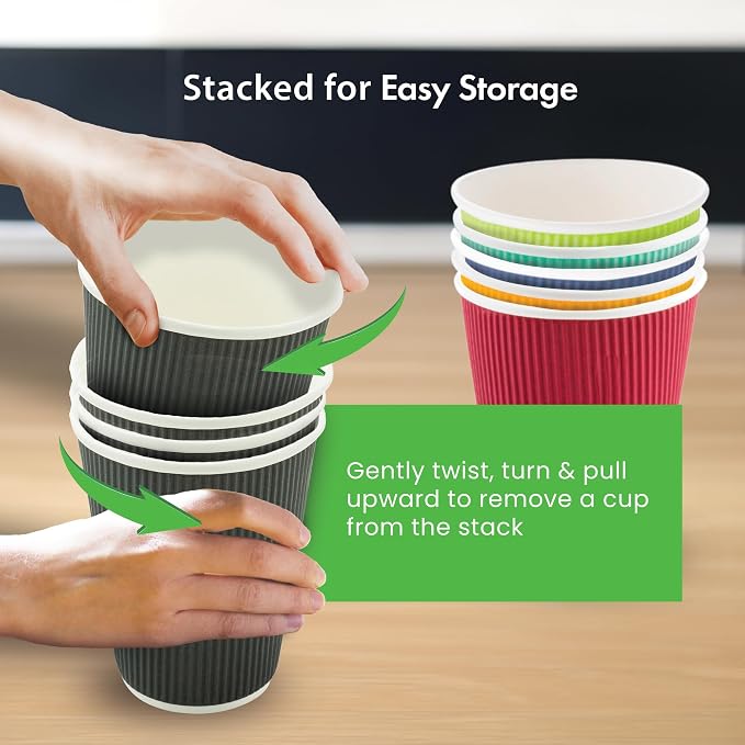 Restaurantware 16 Ounce Ripple Wall Disposable Coffee Cups, 500 Insulated Light - Image 9