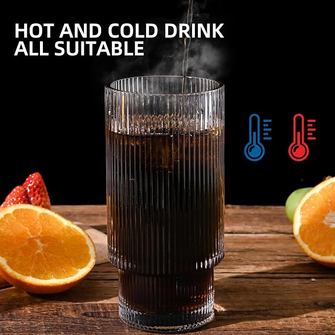 Drinking Glasses with Bamboo Lids and Glass Straw 8pcs Set, 16oz Glass Tumbler - Image 6