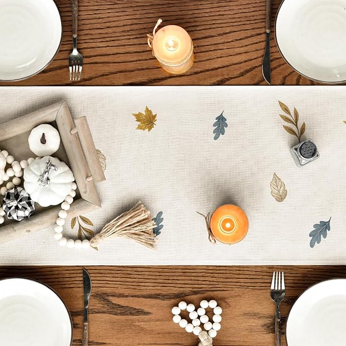 Artoid Mode 210 GSM Fall Table Runner 13x72 Inch Home Party Decor | Blue - Image 4