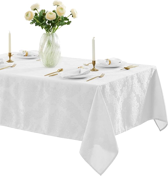 Newbridge Barcelona Luxury Damask Fabric Tablecloth, 70” x 70”, 100% Polyester by HomeBargainsPlus