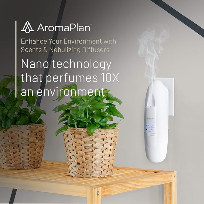 AromaPlan Authentic Plug in Waterless Diffuser (2 Pack)- Fragrance Diffuser, Waterless Diffusers for Essential Oils, Wall Diffusers Plug in-Up to 500 Sq. FT Coverage - Nanotechnology Plug in (White)