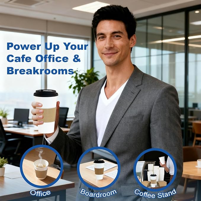 16 oz 50 Pack Coffee Cups with Lids and Sleeves, Hot Disposable To Go Travel - Image 7