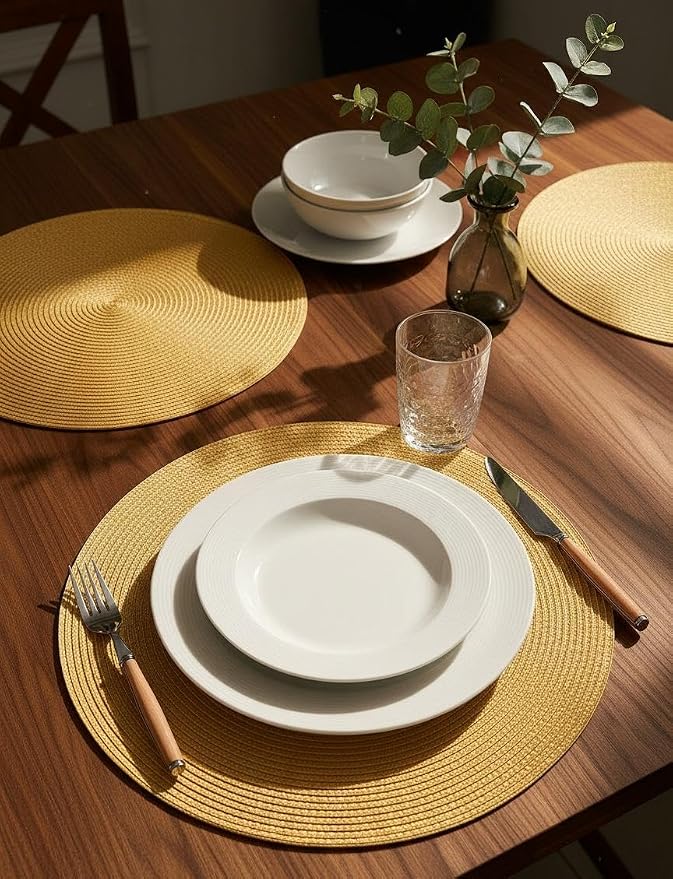 FunWheat Round Braided Placemats Set of 4 Table Mats - Image 3