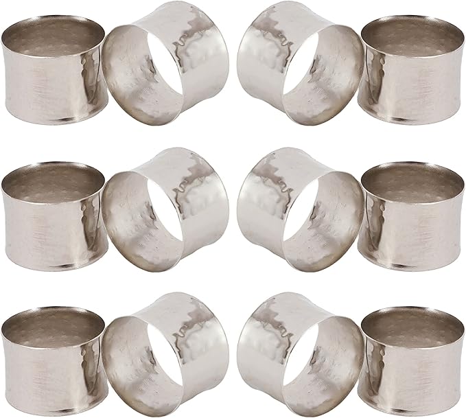 ITOS365 Handmade Round Hammered Silver Napkin Rings Holder by ITOS365
