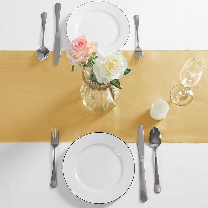 Manyshofu Yellow Gold Satin Table Runner 12x108 - Image 8
