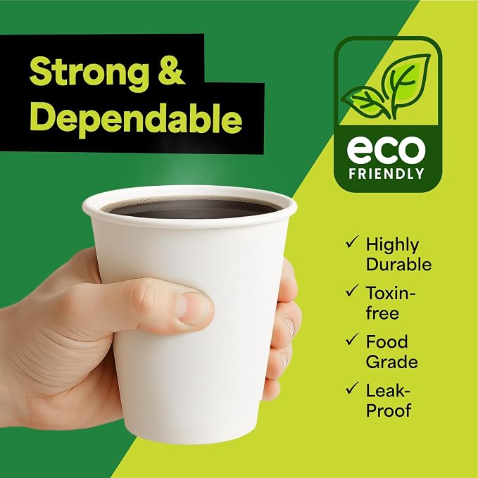 EconoHome 12 oz 1000 Pack Disposable Coffee Paper Cups - Image 6