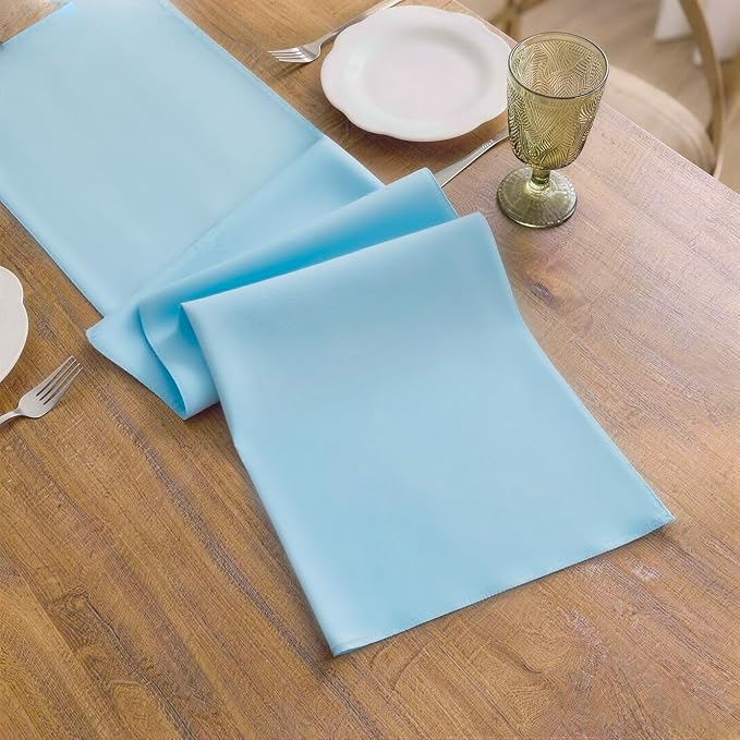 Baby Blue Table Runner, Waterproof Washable Runners 36 Inches Long | Reusable - Image 3