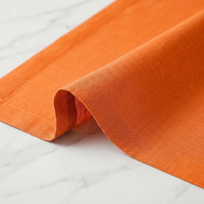 Solino Home 100% Pure Linen Dining Table Runner Orange, Fete 14 x 90 in | Table - Image 4