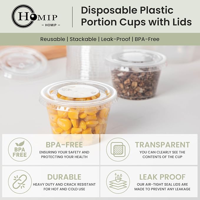 HOMIP 100PACK 4oz Plastic Portion Cups - Image 3