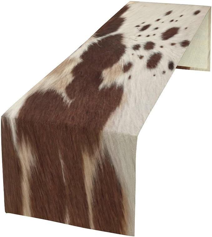 Cow Print Table Runner, 13x60 Inch by SXXLDNG
