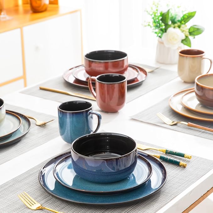 LERATIO Ceramic Plates Set of 6, 10.5 Inch Reactive Glaze Light Weight - Image 7