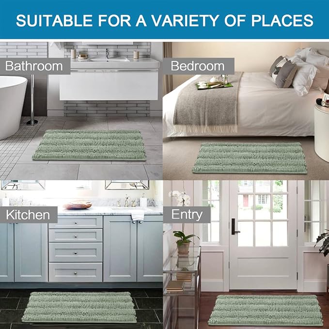 H.VERSAILTEX Bath Rugs for Bathroom Non Slip Bath Mats Extra Thick Chenille - Image 6