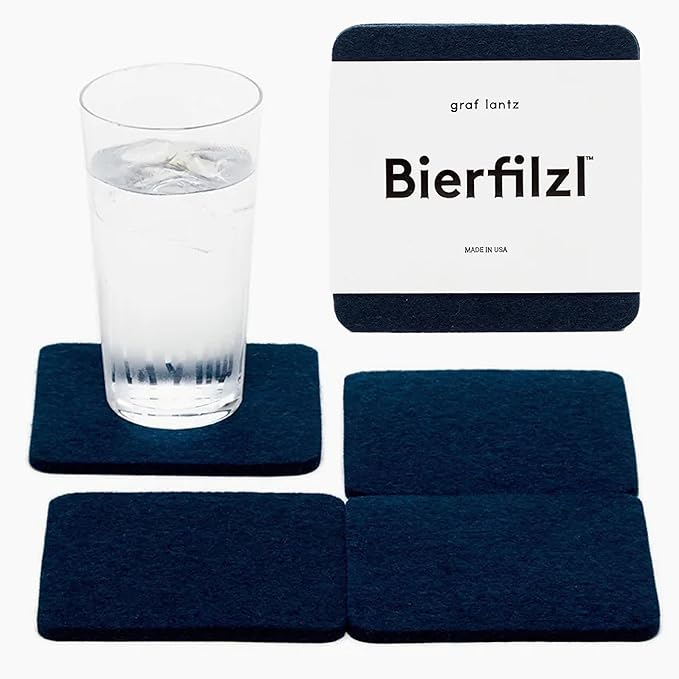 Graf Lantz - Bierfilzl Merino Wool Square Coasters Set of 4 - Marine - Absorbs by GrafLantz