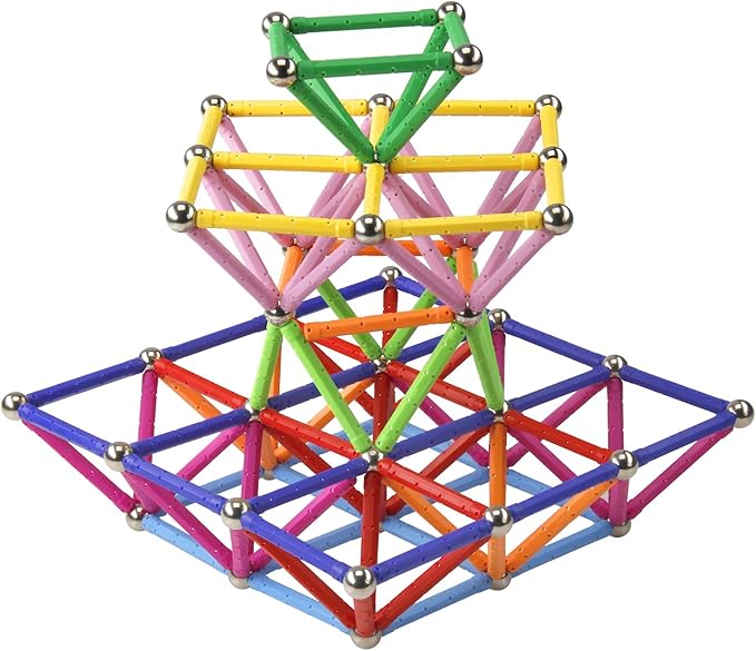 160 Pcs Magnet Building Sticks Kids Toys, Lengthen Magnetic Construction Building Blocks Set 3D Brain Training Learning Educational DIY STEM Toys