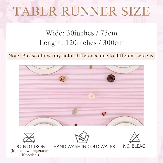 4 Pcs 10FT Blushing Pink Chiffon Table Runners 30x120 Inches Spring Boho Rustic - Image 3