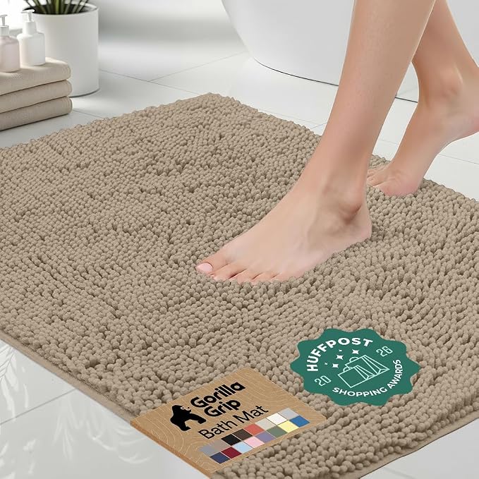 GORILLA GRIP Bath Rug Mat 60x17, Thick Absorbent Chenille, Quick Dry Microfiber by Unknown