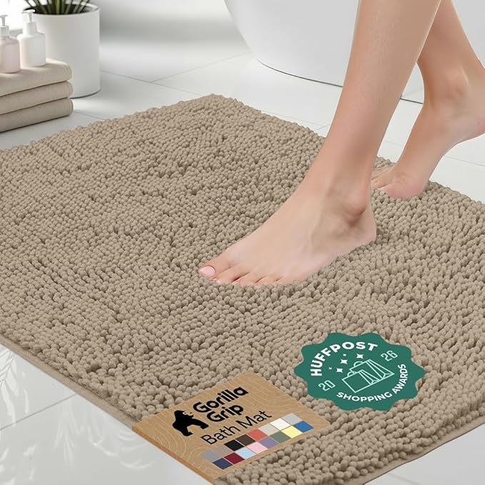 GORILLA GRIP Bath Rug Mat 48x24, Thick Absorbent Chenille, Quick Dry Microfiber by Unknown