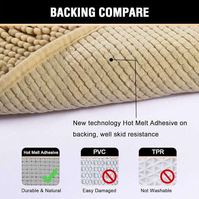 H.VERSAILTEX Ultra Soft Texture Chenille Plush Bath Rugs Floor Mats, Hand - Image 6