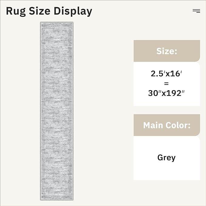 Soalmost Runner Rug 2'6" x 16' Washable Non-Slip 2.5x16 ft Long Runner Rugs - Image 5