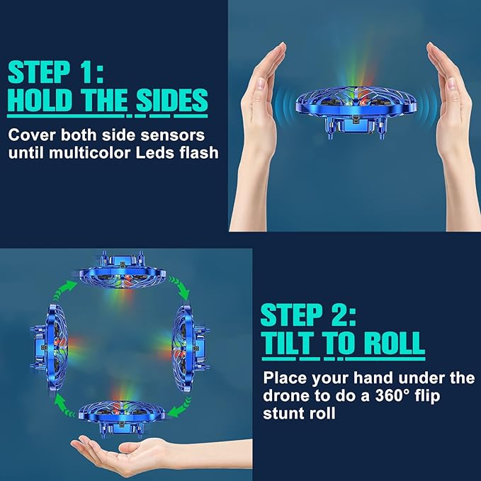 Hand Operated Drone Toy for Kids - Easy Fly Hover Drone with AI Motion Sensor, Rechargeable Drones for Kids 8-12 & 6-8, Safe Mini Quadcopter with Auto Hover, 360 Flip/Roll, Perfect Boys Girls Drones for Age 4-6-8-12 Birthday Gifts