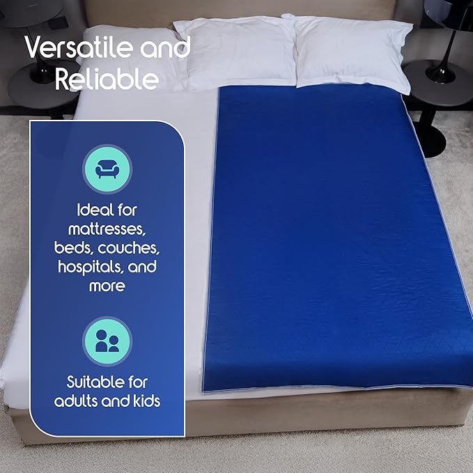 Inspire Waterproof Washable Mattress Pad, Quilted and Dark Colored to Hide Stains, Oversized 34"x 72" – Adults and Kids Reusable Underpad for Incontinence
