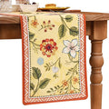 bilin gaier Designer French Linen Table Runner, Floral Pattern, Dining Table by bilingaier